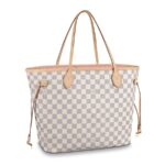 Louis Vuitton LV Damen Neverfull MM Tragetasche aus Damier Azur Canvas-Pink