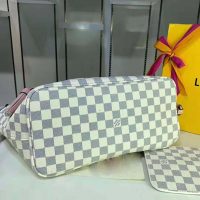 Louis Vuitton LV Women Neverfull MM Tote Bag in Damier Azur Canvas-Pink (1)