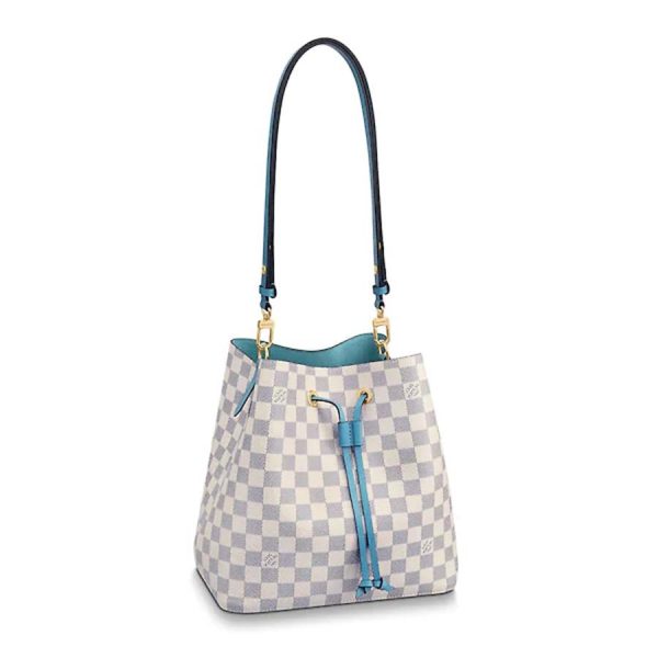 Louis Vuitton LV Women NéoNoé Bucket Bag in Damier Azur Canvas-Blue