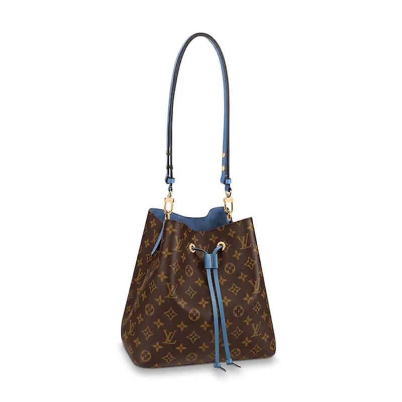 Louis Vuitton LV Women NéoNoé MM Bucket Bag in Monogram Coated Canvas-Blue