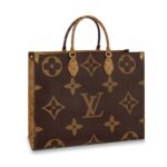 Bolso tote Louis Vuitton LV para mujer Onthego en lona gigante con monograma marrón