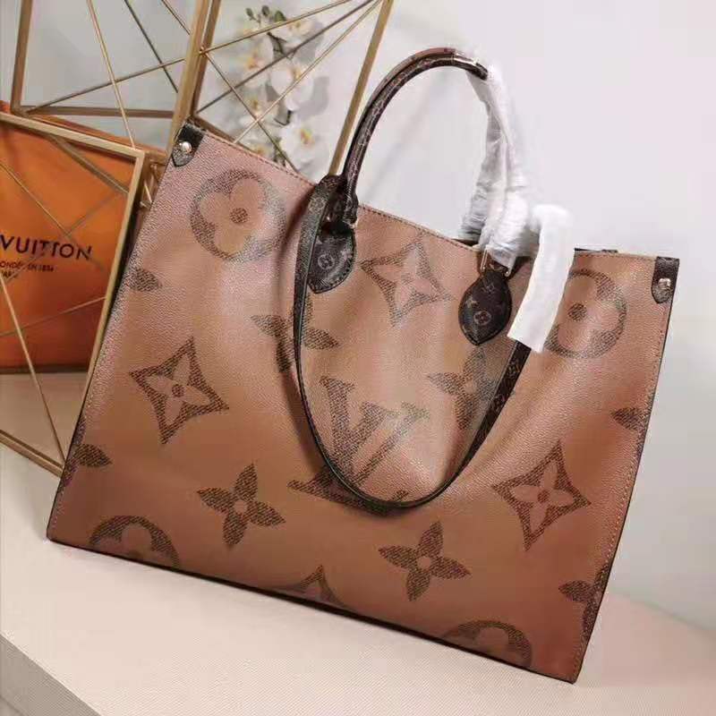 LOUIS VUITTON M45320 Monogram Giant Reverse On the Go GM Brown Men's Women's  Unisex RFID Tote Bag