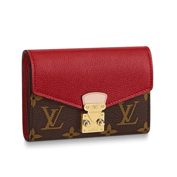 Louis Vuitton LV Women Pallas Compact Wallet in Monogram Canvas with Colored Calf Leather (1)