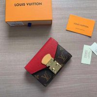 Louis Vuitton LV Women Pallas Compact Wallet in Monogram Canvas with Colored Calf Leather (1)