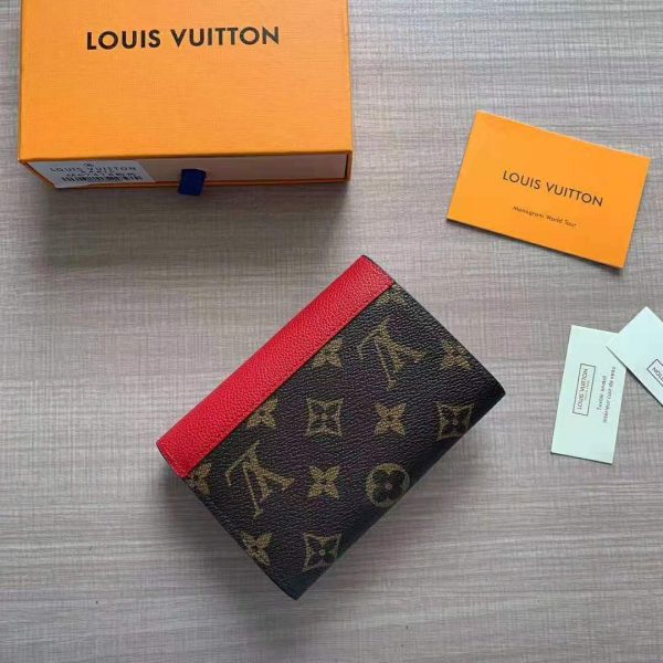 Louis Vuitton LV Women Pallas Compact Wallet in Monogram Canvas with Colored Calf Leather (3)