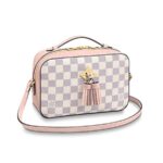 Louis Vuitton LV Women Saintonge Handbag in Damier Azur Coated Canvas-Pink