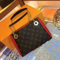 Louis Vuitton LV Women Surene BB Handbag in Monogram Canvas and Grained Calf Leather-Red (9)