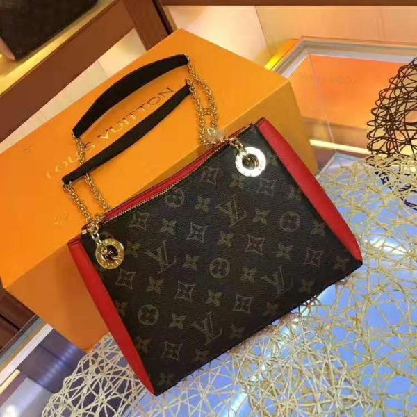 Louis Vuitton LV Women Surene BB Handbag in Monogram Canvas and Grained Calf Leather-Red (1)