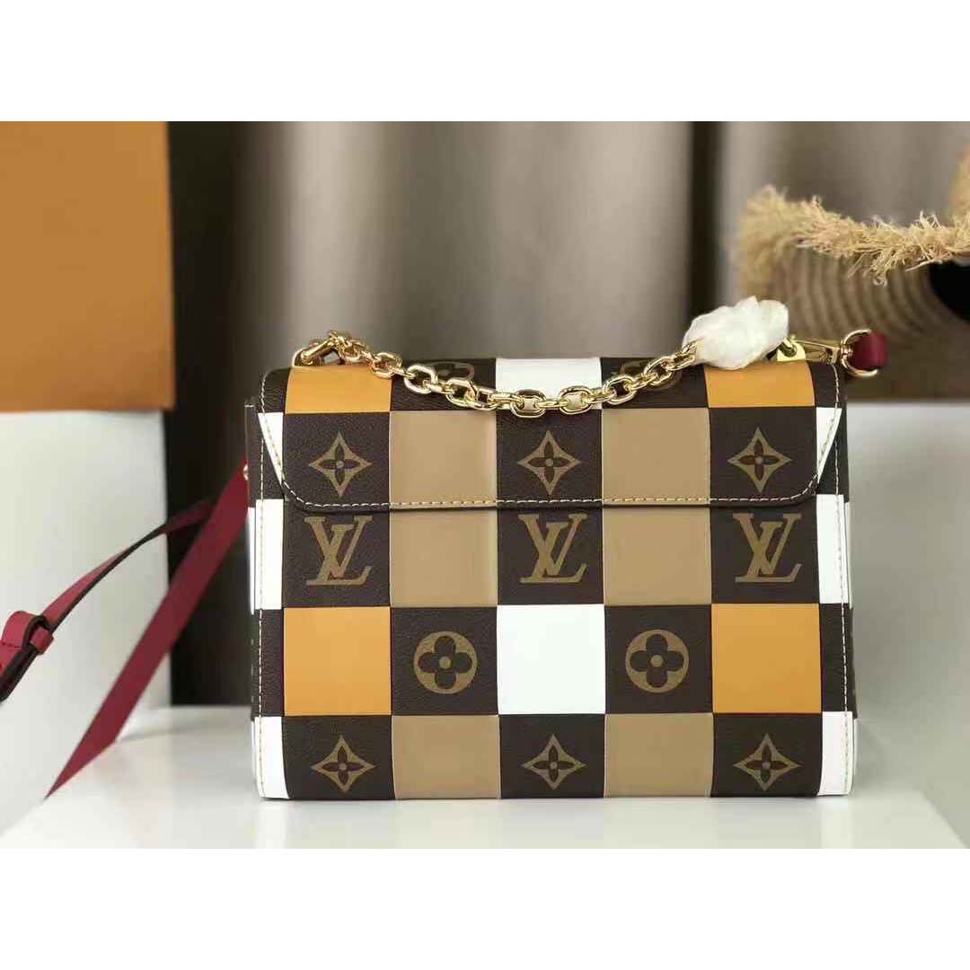 Louis Vuitton Monogram Bicolor Twist MM Damier Check Motif Bag