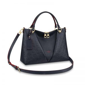 Louis Vuitton LV Women V Tote MM Bag in Embossed Monogram Empreinte Cowhide Leather-Navy