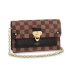 Louis Vuitton Portefeuille à chaîne Vavin LV pour femmes en toile enduite Damier Ebene-Noir