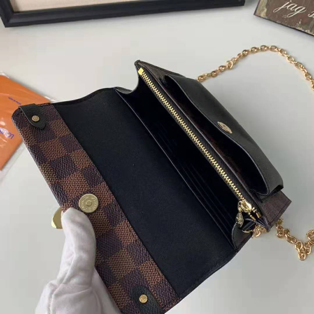 Louis Vuitton Vavin Chain Wallet Black Damier Ebene