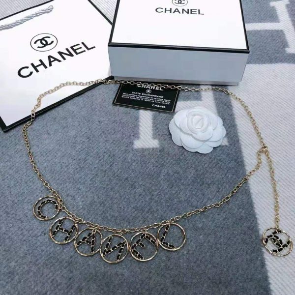 Chanel Women Calfskin & Gold-Tone Metal Belt-Gold (5)