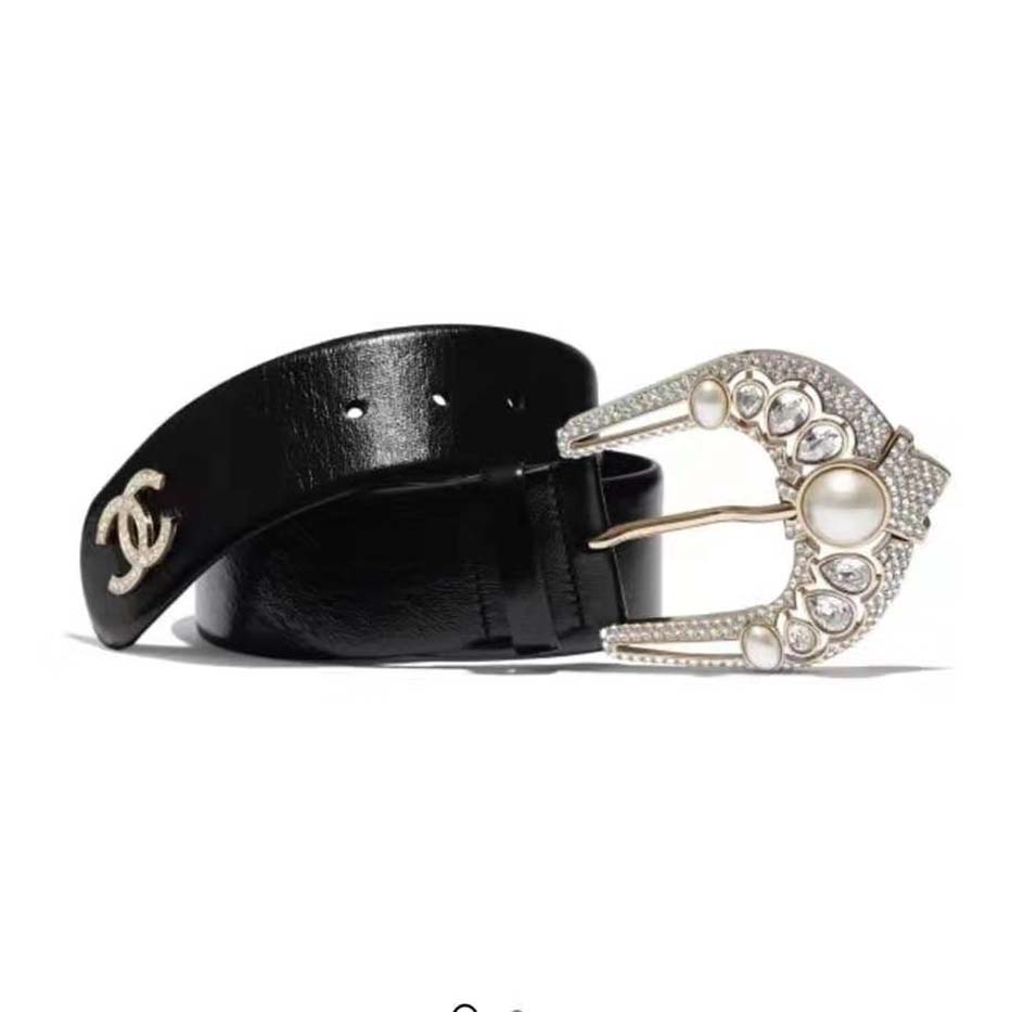 Chanel Women Calfskin & Gold-Tone Metal Belt - LULUX