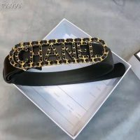 Chanel Women Calfskin Gold-Tone Metal & Lambskin Belt-Black (1)