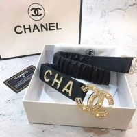 Chanel Women Goatskin & Gold-Tone Metal Belt-Black (1)