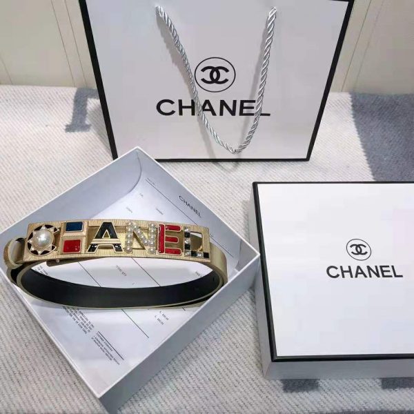 Chanel Women Goatskin & Gold-Tone Metal Belt-Gold (4)