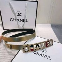 Chanel Women Goatskin & Gold-Tone Metal Belt-Gold (1)