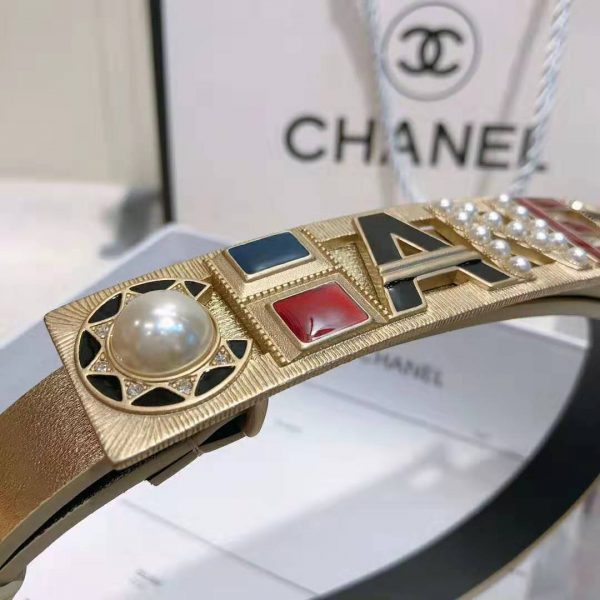 Chanel Women Goatskin & Gold-Tone Metal Belt-Gold (7)