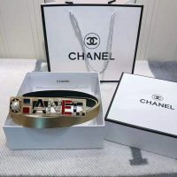 Chanel Women Goatskin & Gold-Tone Metal Belt-Gold (1)