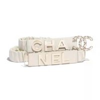 Chanel Women Goatskin & Gold-Tone Metal Belt-White (1)