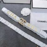Chanel Women Goatskin & Gold-Tone Metal Belt-White - Image 5