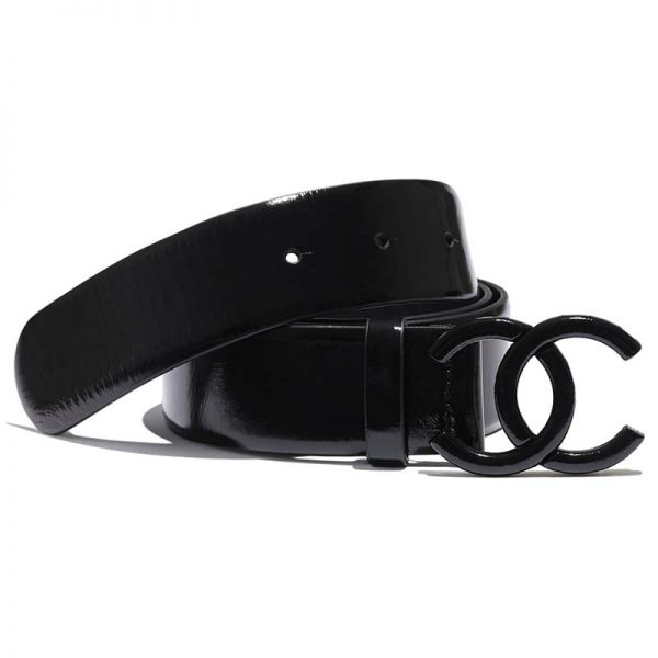 Chanel Women Lambskin & Gold-Tone Metal Belt-Black (1)