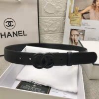 Chanel Women Lambskin & Gold-Tone Metal Belt-Black (1)