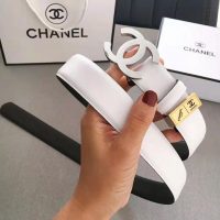 Chanel Women Lambskin & Gold-Tone Metal Belt-White (1)