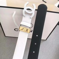 Chanel Women Lambskin & Gold-Tone Metal Belt-White (1)