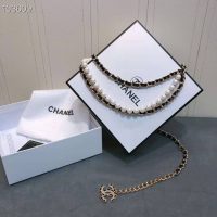 Chanel Women Metal Glass Pearls Lambskin & Strass Belt-Black (7)