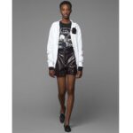 Felpa da donna Chanel in cotone bianco, nero, blu navy e argento