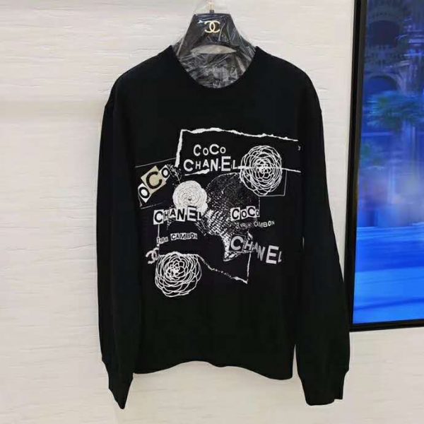 Chanel Women Sweatshirt in Cotton White Black Navy Blue & Silver (3)