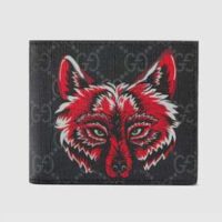 Gucci GG Men GG Supreme Wallet with Wolf in Black and Grey GG Supreme Canvas (10)