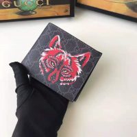 Gucci GG Men GG Supreme Wallet with Wolf in Black and Grey GG Supreme Canvas (10)