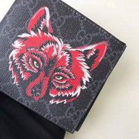 Gucci GG Men GG Supreme Wallet with Wolf in Black and Grey GG Supreme Canvas (10)