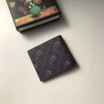 Gucci GG Men GG Wallet with Tiger Print in Black/Grey GG Supreme Canvas - Imagen 2