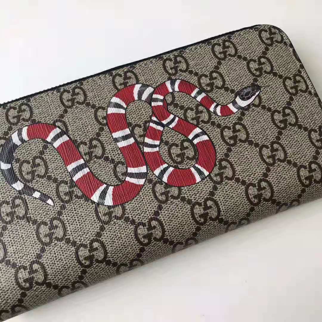 Gucci Beige Gg Supreme Kingsnake Wallet In 8666 Be Ebony Multi