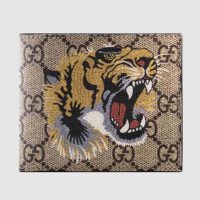 Gucci GG Men Tiger Print GG Supreme Wallet in BeigeEbony GG Supreme (1)