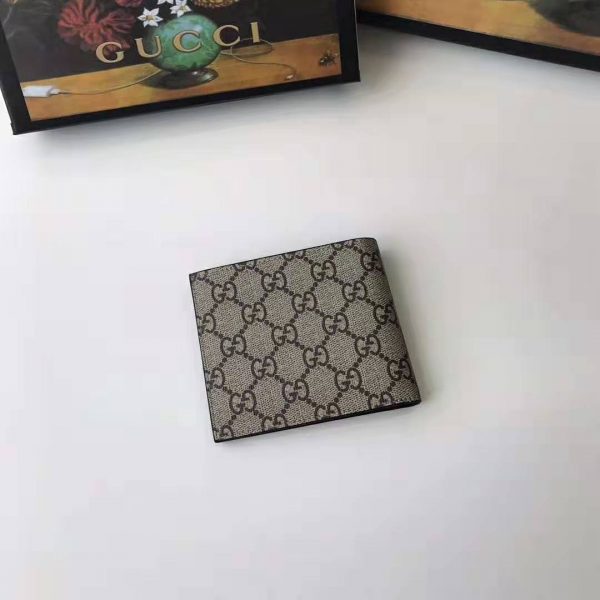 Gucci GG Men Tiger Print GG Supreme Wallet in BeigeEbony GG Supreme (4)