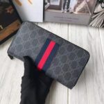 Gucci GG Unisex GG Supreme Web Zip Around Wallet in Black/Grey GG Supreme Canvas - immagine 4