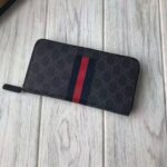 Gucci GG Unisex GG Supreme Web Zip Around Wallet in Black/Grey GG Supreme Canvas - immagine 2