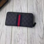 Gucci GG Unisex GG Supreme Web Zip Around Wallet in Black/Grey GG Supreme Canvas - immagine 3