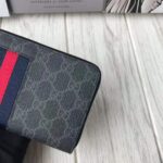 Gucci GG Unisex GG Supreme Web Zip Around Wallet in Black/Grey GG Supreme Canvas - immagine 8