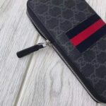 Gucci GG Unisex GG Supreme Web Zip Around Wallet in Black/Grey GG Supreme Canvas - immagine 9