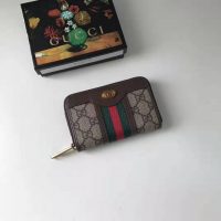 Gucci GG Unisex Ophidia GG Zip Around Card Case in BeigeEbony GG Supreme Canvas (1)