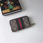 Gucci GG Unisex Ophidia GG Zip Around Card Case in Beige/Ebony GG Supreme Canvas - Image 3