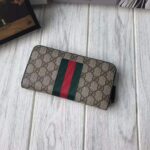 Gucci GG Unisex Web GG Supreme Zip Around Wallet in Beige/Ebony GG Supreme Canvas – Bild 3