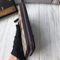 Gucci GG Unisex Web GG Supreme Zip Around Wallet in BeigeEbony GG Supreme Canvas (1)