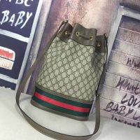 Gucci GG Women Ophidia GG Bucket Bag in Beige and Ebony GG Supreme Canvas (6)